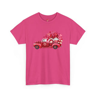 Valentine Shirt Unisex Heavy Cotton Tee, Valentine's Day Gift, Truck of Love T-Shirt, Heart Graphic Top, Romantic Apparel