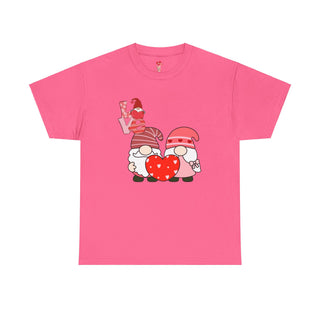 Valentine Shirt Unisex Heavy Cotton Tee, Valentine's Day Gift, 2 Gnomes Love Hearts T-Shirt,Graphic Top, Romantic Apparel