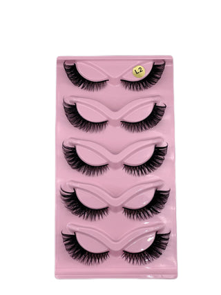 5 Pairs Of Multi-layer Three-dimensional Thick Cross Cat Eye False Eyelashes