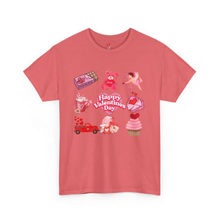 Valentine Shirt Unisex Heavy Cotton Tee, Valentine's Day Gift, Love Pattern T-Shirt, Heart Graphic Top, Romantic Apparel