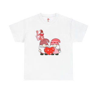 Valentine Shirt Unisex Heavy Cotton Tee, Valentine's Day Gift, 2 Gnomes Love Hearts T-Shirt,Graphic Top, Romantic Apparel