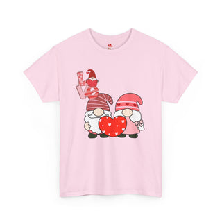 Valentine Shirt Unisex Heavy Cotton Tee, Valentine's Day Gift, 2 Gnomes Love Hearts T-Shirt,Graphic Top, Romantic Apparel