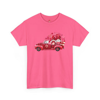 Valentine Shirt Unisex Heavy Cotton Tee, Valentine's Day Gift, Truck of Love T-Shirt, Heart Graphic Top, Romantic Apparel