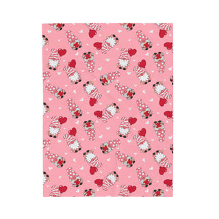 Valentine Gnomes Velveteen Blanket, Warm Throw for Home Decor, Soft Plush Coverlet, Luxurious Couch Quilt