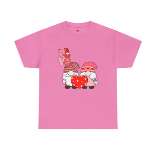 Valentine Shirt Unisex Heavy Cotton Tee, Valentine's Day Gift, 2 Gnomes Love Hearts T-Shirt,Graphic Top, Romantic Apparel