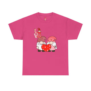 Valentine Shirt Unisex Heavy Cotton Tee, Valentine's Day Gift, 2 Gnomes Love Hearts T-Shirt,Graphic Top, Romantic Apparel