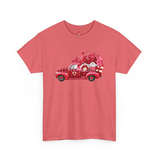 Valentine Shirt Unisex Heavy Cotton Tee, Valentine's Day Gift, Truck of Love T-Shirt, Heart Graphic Top, Romantic Apparel