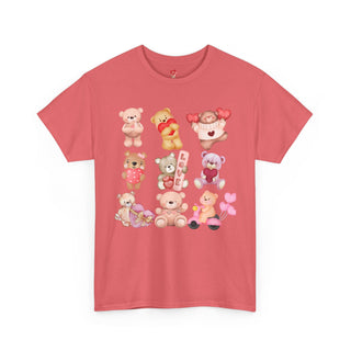 Valentine Bears Shirt Unisex Heavy Cotton Tee, Valentine's Day Gift, Love T-Shirt, Heart Graphic Top, Romantic Apparel