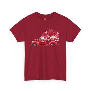 Valentine Shirt Unisex Heavy Cotton Tee, Valentine's Day Gift, Truck of Love T-Shirt, Heart Graphic Top, Romantic Apparel