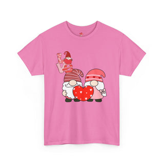 Valentine Shirt Unisex Heavy Cotton Tee, Valentine's Day Gift, 2 Gnomes Love Hearts T-Shirt,Graphic Top, Romantic Apparel