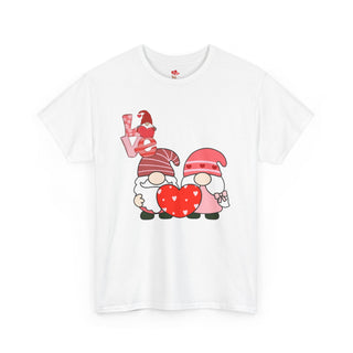 Valentine Shirt Unisex Heavy Cotton Tee, Valentine's Day Gift, 2 Gnomes Love Hearts T-Shirt,Graphic Top, Romantic Apparel