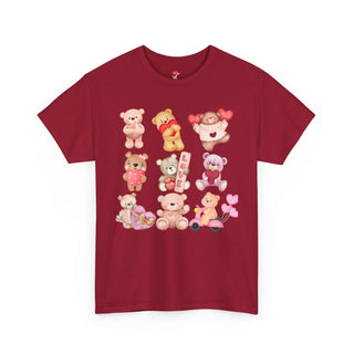 Valentine Bears Shirt Unisex Heavy Cotton Tee, Valentine's Day Gift, Love T-Shirt, Heart Graphic Top, Romantic Apparel