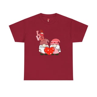 Valentine Shirt Unisex Heavy Cotton Tee, Valentine's Day Gift, 2 Gnomes Love Hearts T-Shirt,Graphic Top, Romantic Apparel