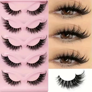 5 Pairs Of Multi-layer Three-dimensional Thick Cross Cat Eye False Eyelashes